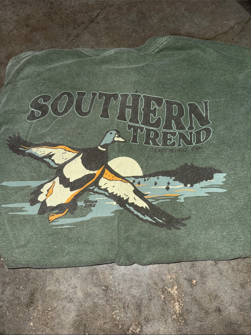 Comfort Colors Men's Green 'Southern Trend' Graphic Tee with Duck Print